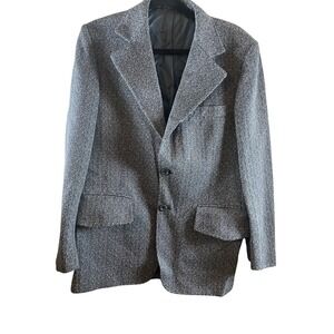 Vintage Johnny Carson Abdallas Navy White Textured Two Button Blazer Sport Coat